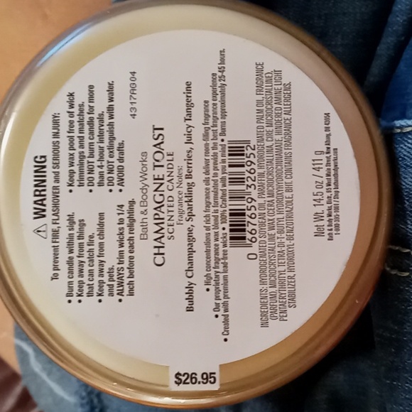 Bath & Body Works Champagne Toast Candle - Rose Gold NEW 3 Wick With Gift BagBow - Picture 6 of 6